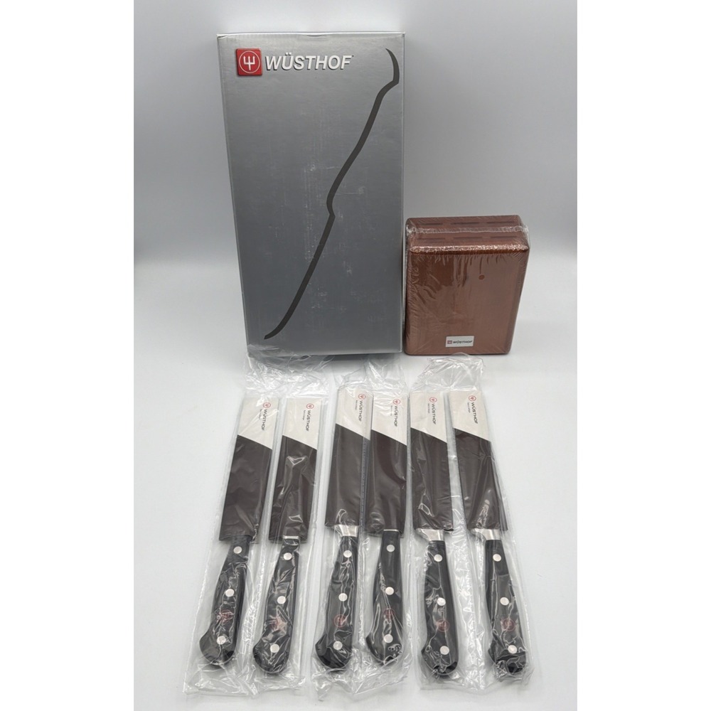 7pc Wusthof Classic 5.5" Partial Serrated STEAKHOUSE Steak Knife SET *RARE ITEM*
